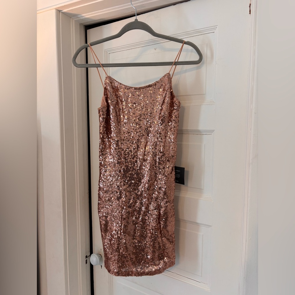 Lulu's Rose Gold Sequin Dress - Picture 2 of 6